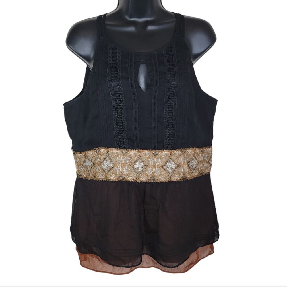 Whbm layered chiffon boho cami tank top size medium